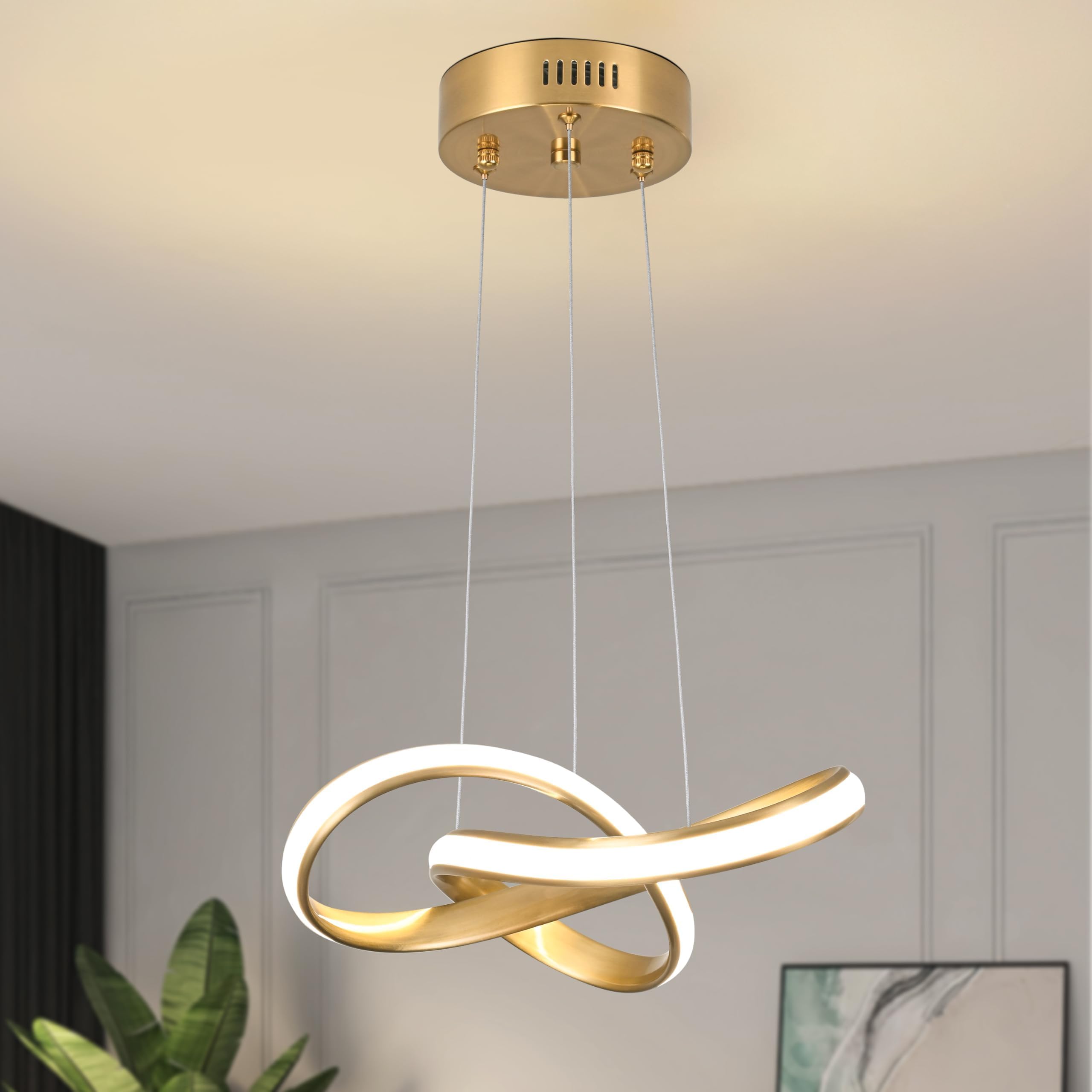 Photo 1 of Mccokaige Modern LED Chandelier Contemporary Pendant Lighting Ring Light Fixture Gold with 4500K and 59in Height Adjustable Hanging Lamp for Kitchen Island Hallway Foyer Closet Corridor
