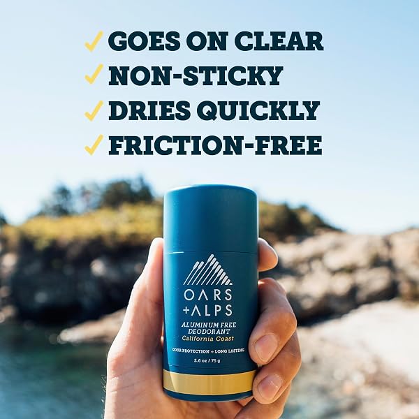 OARS + ALPS ALUMINUM FREE DEODORANT FOR MEN | LONG LASTING ODOR PROTECTION, CLEAR & FREE OF WHITE RESIDUE, ANTI-CHAFING SMOOTH GLIDE, DERMATOLOGIST TESTED, CALIFORNIA COAST, 3PK, 2.6OZ