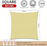 RICHIE Sun Shade Sail 4m x 4m Square Waterproof UV Block Canopy with Rope view 2