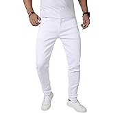 JUNBAOSS Men's Skinny Stretch Jeans Slim Ripped Jeans for Men, Distressed Tapered Leg Fashion Comfort Flex Waist Denim Pants