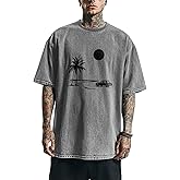 Biacolum Fashion Cotton Mens Vintage T Shirts Crew Neck Drop Shoulder Oversized T Shirt Washed Printed Graphic Tee