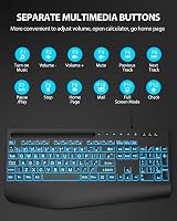 SABLUTE Wired Large Print Keyboard with Backlight, Wrist Rest, Phone Holder view 6