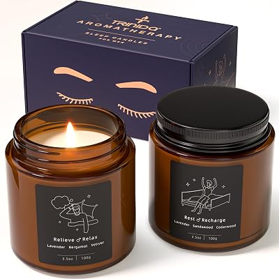 TRINIDa Relax & Recharge Sleep Candles for Men Gift Set Aromatherapy