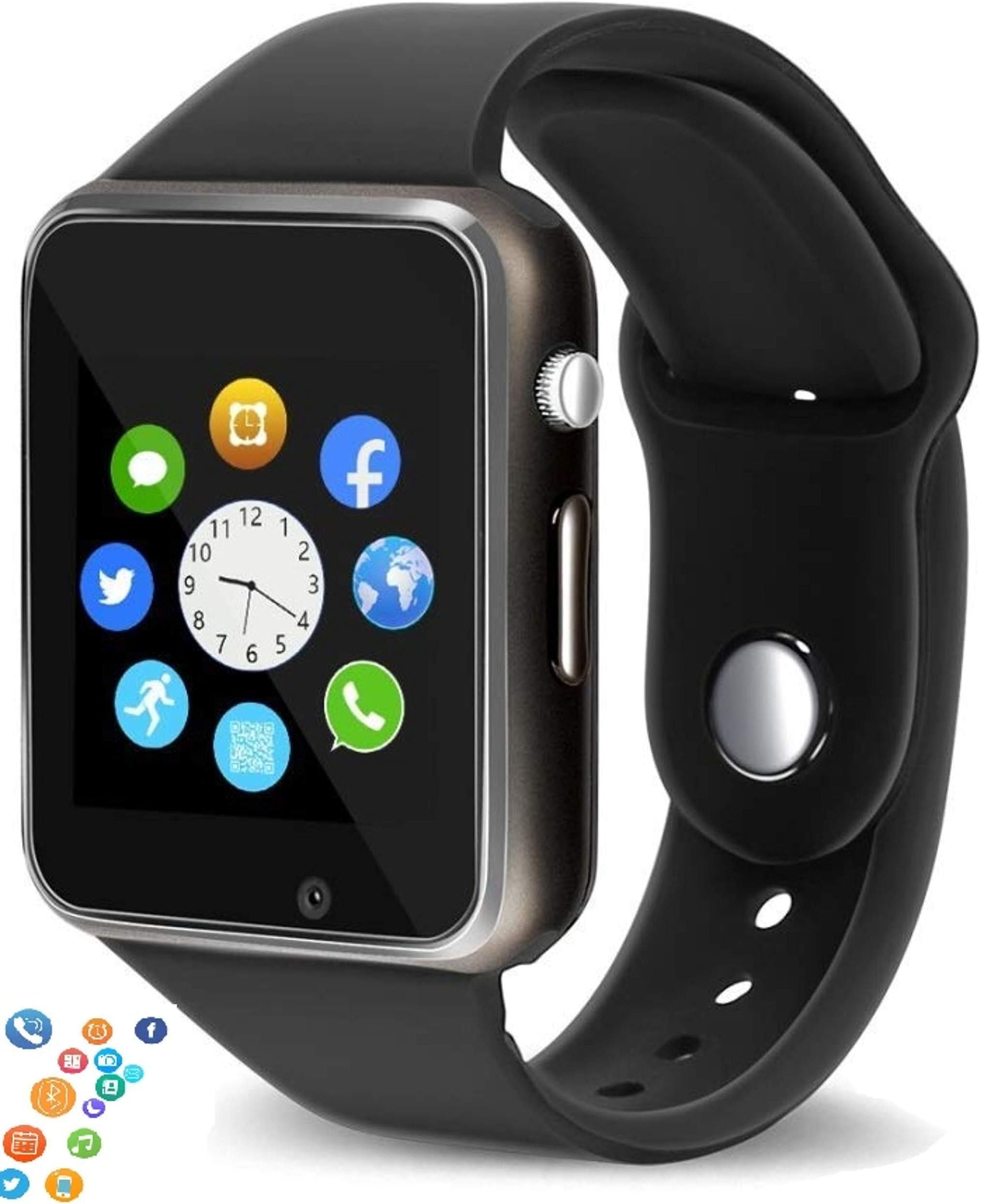 snowpack A1 Smartwatch with Bluetooth Calling with capacitive Touch Screen and Latest Chipset, Camera and Sim Card Support Compatible with All 3G, 4G Android/iOS Smart Phones (Black)