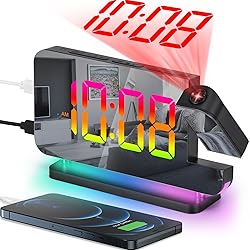 SZELAM Projection Alarm Clock, 7.4 in Digital