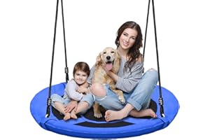 Hisecome 40 Inch Blue Saucer Tree Swing Set for Kids Adults 500lb Weight Capacity Waterproof Flying Swing Seat Outdoor Playground, Backyard