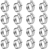 Winlong Stainless Steel Hose Clamps - 16 Pack Worm Gear Drive Hose Clamps SAE 10 Clamping Range from 1/2 Inch to 1-1/16 Inch 