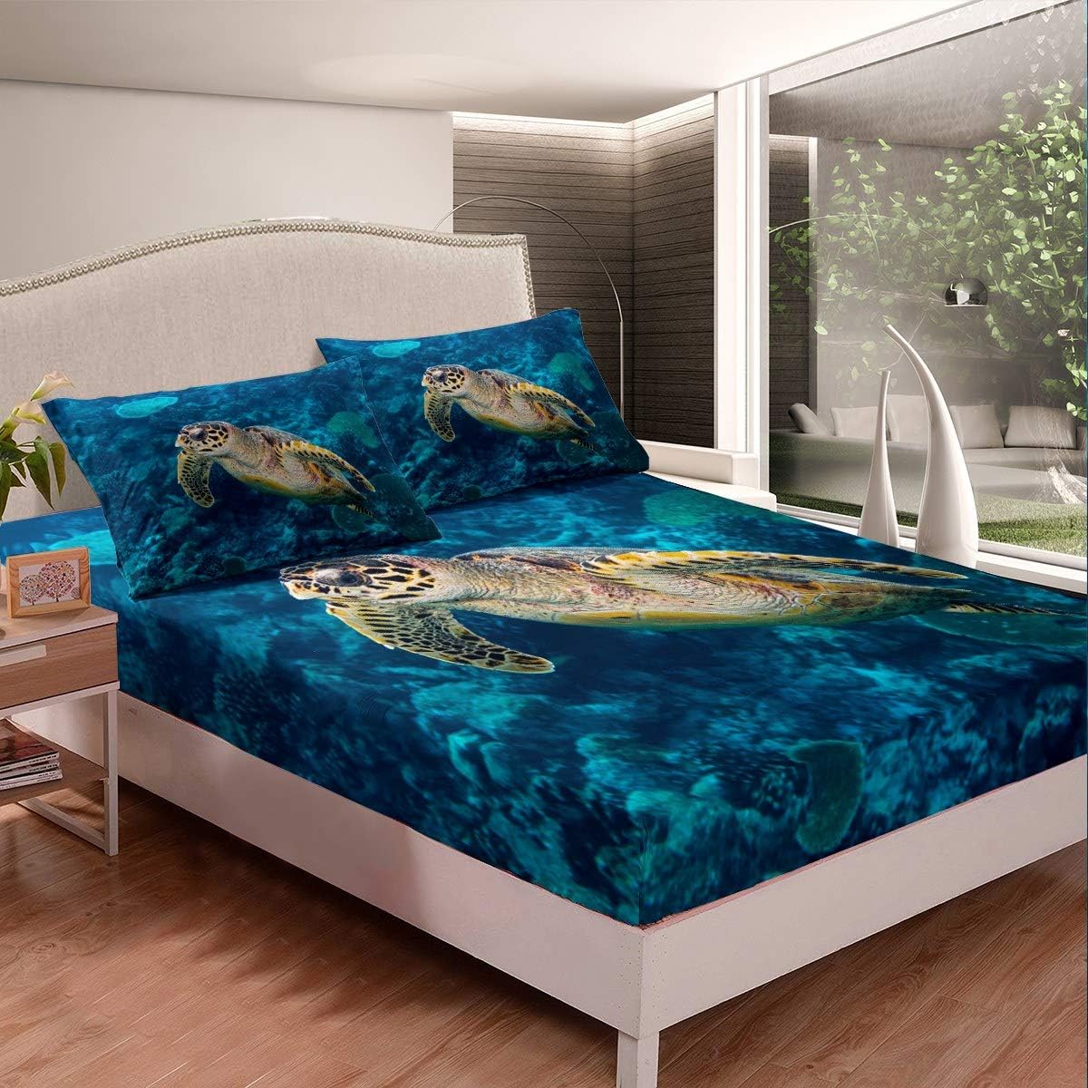 Amazon Sea Turtle Fitted Sheet 3D Reptile Bedding Set For Boys