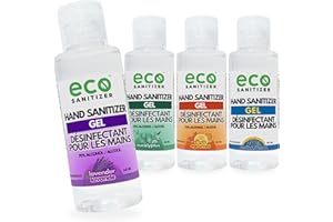 Eco Mini Hand Sanitizer Gel, Scented Sanitizer Set (4 x 60ML), Assorted Scents (Unscented, Lavender, Eucalyptus, Citrus), 70%
