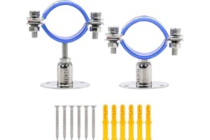 AKIHISA 2 Pcs 304 Stainless Steel Pipe Supports, Wall Mount Ceiling Mount Pipe Hanger, Pipe Holder for OD Pipe 25-27MM Adjustable Height Range 30-50mm