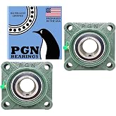 PGN UCF206-20 (2 Pack) Square Flange Bearing 1-1/4" Bore | Self aligning design, Cast iron housing, Chrome steel construction