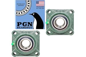 PGN UCF206-20 Pillow Block Bearing - Pack of 2 Square Flange Mounted Pillow Block Bearings - Chrome Steel Bearings with 1 1/4