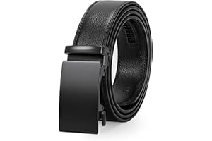 JASGOOD Leather Men Belt 1 3/8'' Sliding Ratchet Leather Belt for Men with Automatic Buckle