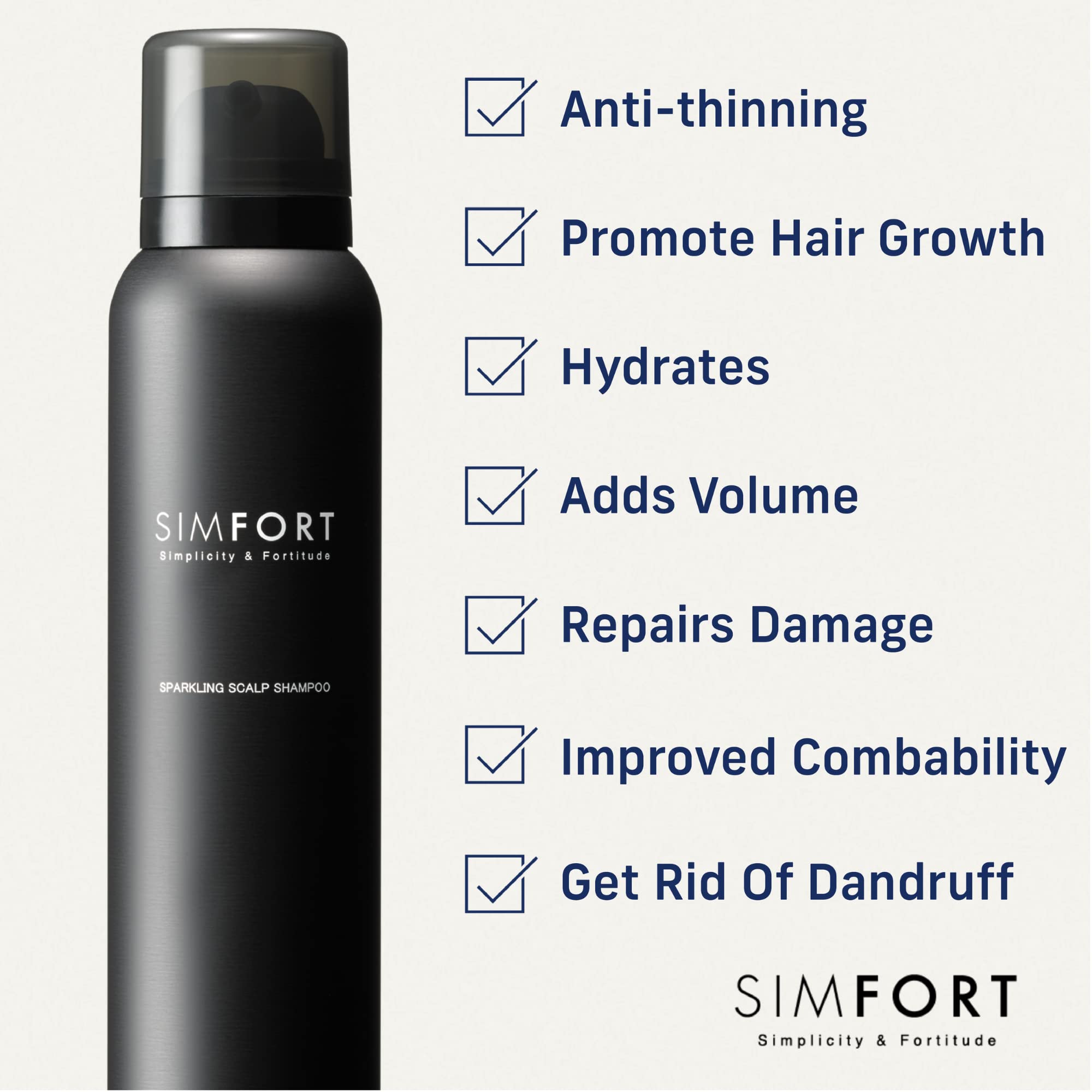 SIMFORT Sparkling Scalp Shampoo for Thinning Hair and Loss - Growth Treatment (3 Pack)