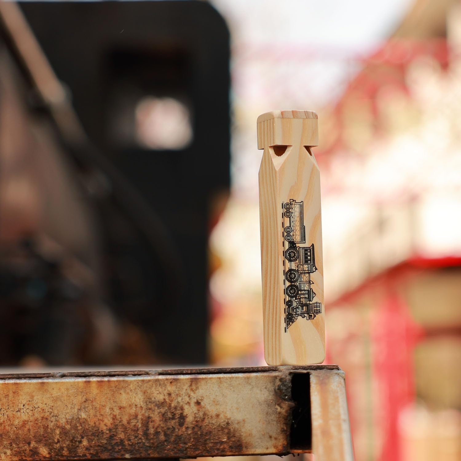 Wooden Train Whistle With A Beautiful Gift Box, 4 Tone Toddlers Educational Party Favors Toy Gift with Blast Chart for Kids