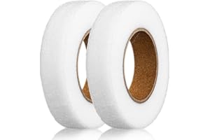 Skrfren 2 Rolls Hem Tape Iron-On Adhesive, No Sew Hemming Tape, 0.6in x 27yd No-Sew Extra Strong Hemming Tapes for Pants Clothes Dresses Curtains Fabric Crafting Projects (White)