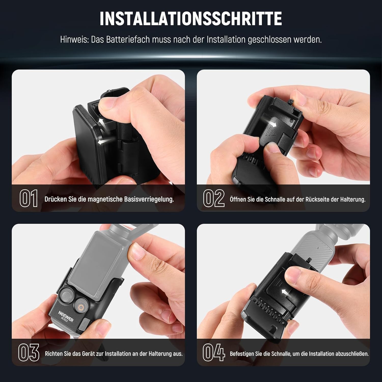 NEEWER Basics Magnethalterung, kompatibel mit DJI Osmo Pocket 3 Xtra Muse 7