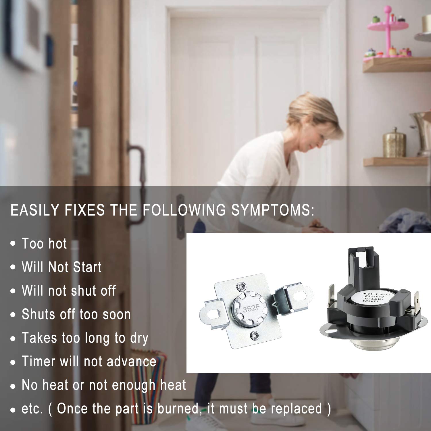 280148 Thermal Cut Off Kit Includes 8557403 Thermostat & 8318314 Thermal Fuse-Replaces 280148VP 1175772 AP3874047 PS991443 EAP991443 by AMI PARTS