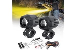 COLIGHT Motorcycle Fog Lights LED 12V Driving Light Auxiliary Light 80W 18000LM 7 Modes Offroad Spotlight with Wiring Harness