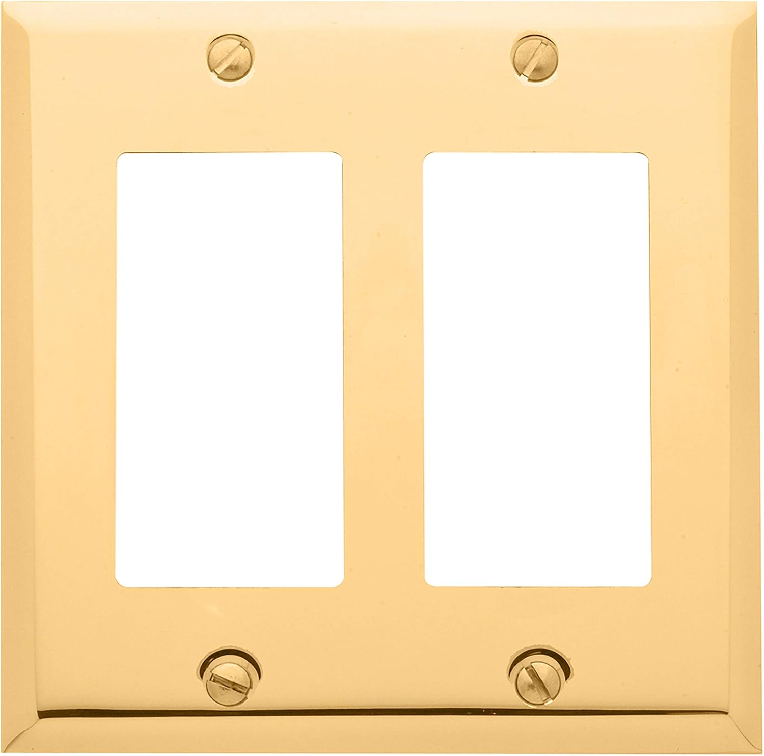 Baldwin Estate 4741.030.CD Square Beveled Edge Double GFCI Wall Plate in Polished Brass, 4.5" x 4.5"