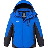 wantdo Boys' Ski Jacket Warm Winter Coat Waterproof Snow Jacket Hooded | 10000mm Waterproof,Detachable Hood,Windproof,Fleece-Lined,Snowboarding,Zip Pockets