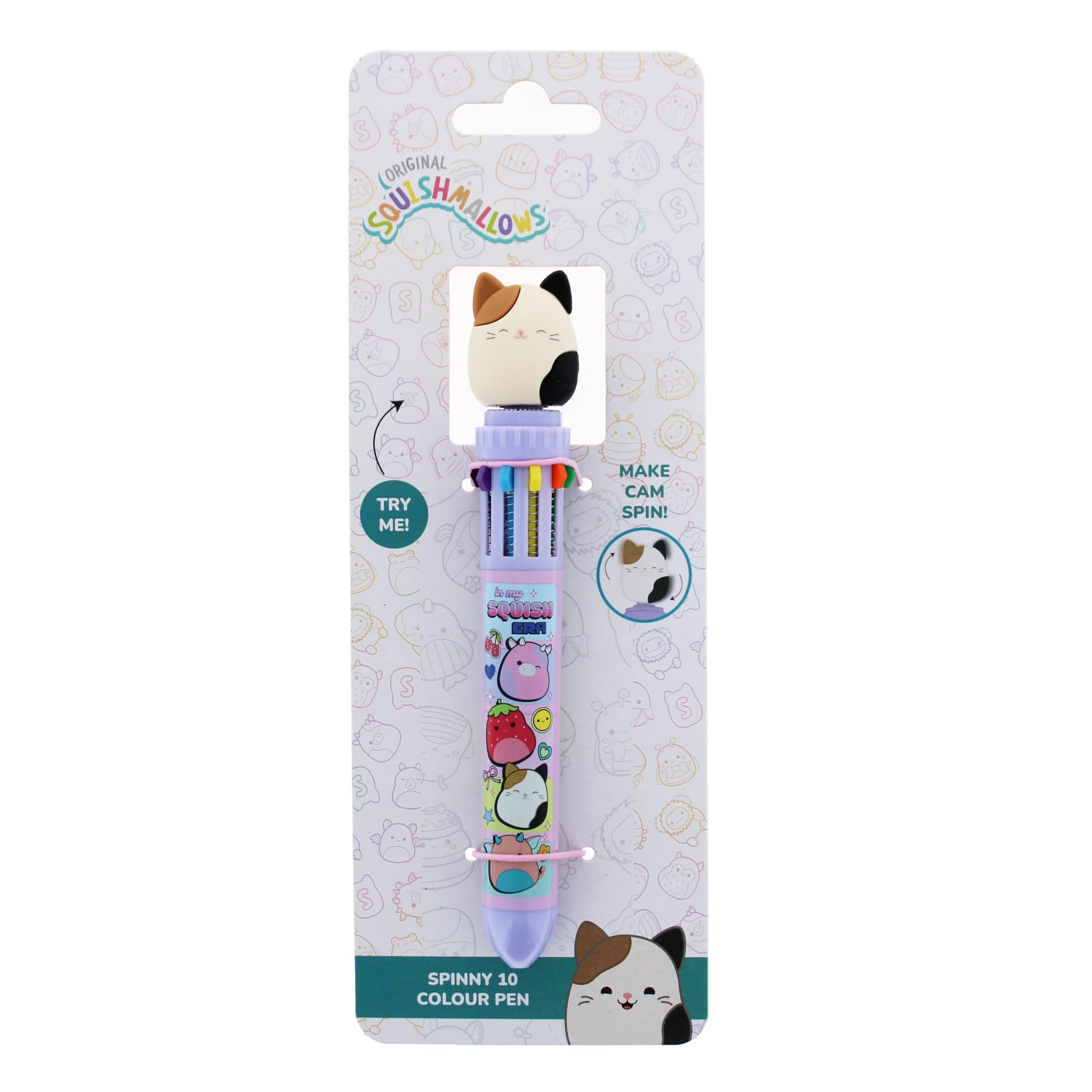 Blueprint Collections Squishmallows Multi Colour Pen | Spinny 10‑Colour Kids Pen with Cute Character Topper | Official Squish Squad Stationery