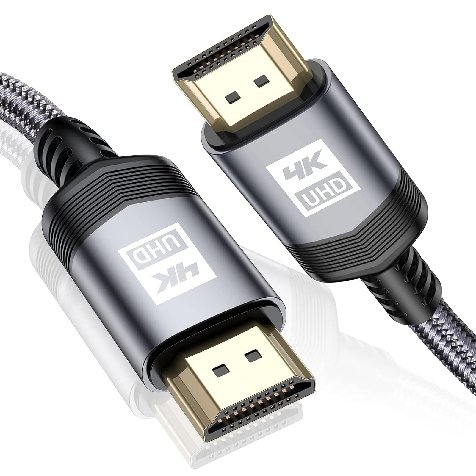 AviBrex 4K HDMI Cable 6M, HDMI 2.0 Cable High Speed 18Gbps Nylon Braided HDMI Lead Support 4K@60Hz 2K@144/165Hz,2160p,1080p,3D,HDCP 2.2,ARC Compatible TV,Blu-Ray,PS4/5,Xbox,Projector,Soundbar,PC-Grey