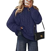 MEROKEETY Womens Fall Cable Knit Sweaters 2025 Long Lantern Sleeve Crewneck Chunky Loose Pullover Tops Winter Clothes