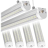 Phiwicsh 8FT U Shape 125W Integrated Tube Bright LED Light, 6500K Clear White, 20000LM - Flush Mount/Hanging Linkable LED Ceiling Lights for Garage, Plug&Play, 6 Pack
