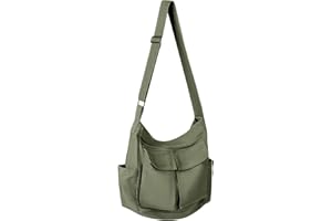 Messenger Bag Crossbody Men Women, Canvas Shoulder Bag with Zipper Water Bottle Holder College Work