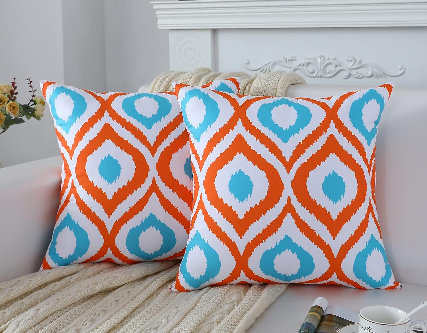 Pillow Covers 18x18Inch Throw Pillow Covers Set of 2 Modern Simple Geometric Style Square Decorative Pillowcases for Sofa Couch Chair Farmhouse Home Decor Car Cushion Cases 45 x 45cm