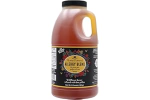 HONEY FEAST Allergy Blend Honey, 3lb Jar - Premium American Honey, Floridian Origin, Raw & Unfiltered, Enhanced Pollen Content, Beekeeper Crafted in Central Florida Apiary