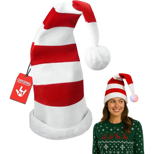 Amazon.com: Syhood Christmas Hat Red and White Striped Santa  display picture 1