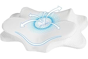 FUNCCUBE Cervical Neck Pillow for Sleeping, Dual Height Contour Memory Foam Pillow for Neck Pain Relief & Support, Orthopedic Butterfly Pillow for Side, Back & Stomach Sleepers – Cooling Washable Cover (white)
