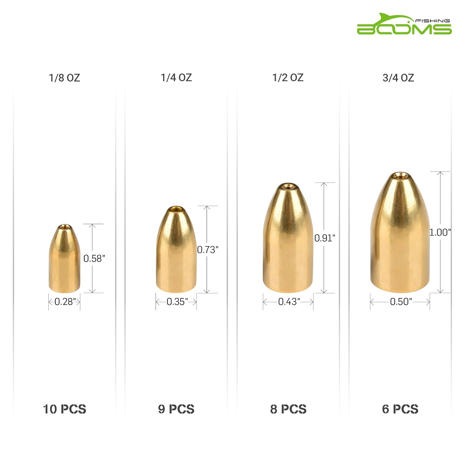 Booms釣りターミナルタックル真鍮sinker 1 U 1 4oz B076q7sgfz オモリシンカー スーパーセール