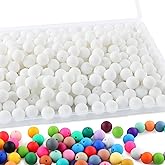 Sunrony 170Pcs 15mm Silicone Beads for Keychain Making, Round Silicone Beads for Pens and Necklace Bracelet Crafts Making(White)