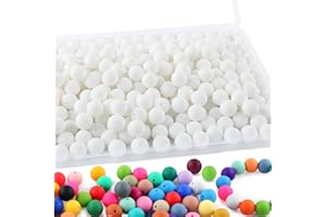 Sunrony 170Pcs 15mm Silicone Beads for Keychain Making, Round Silicone Beads for Pens and Necklace Bracelet Crafts Making(White)