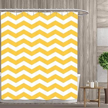 Amazon Com Anniutwo Yellow Chevron Shower Curtains Digital