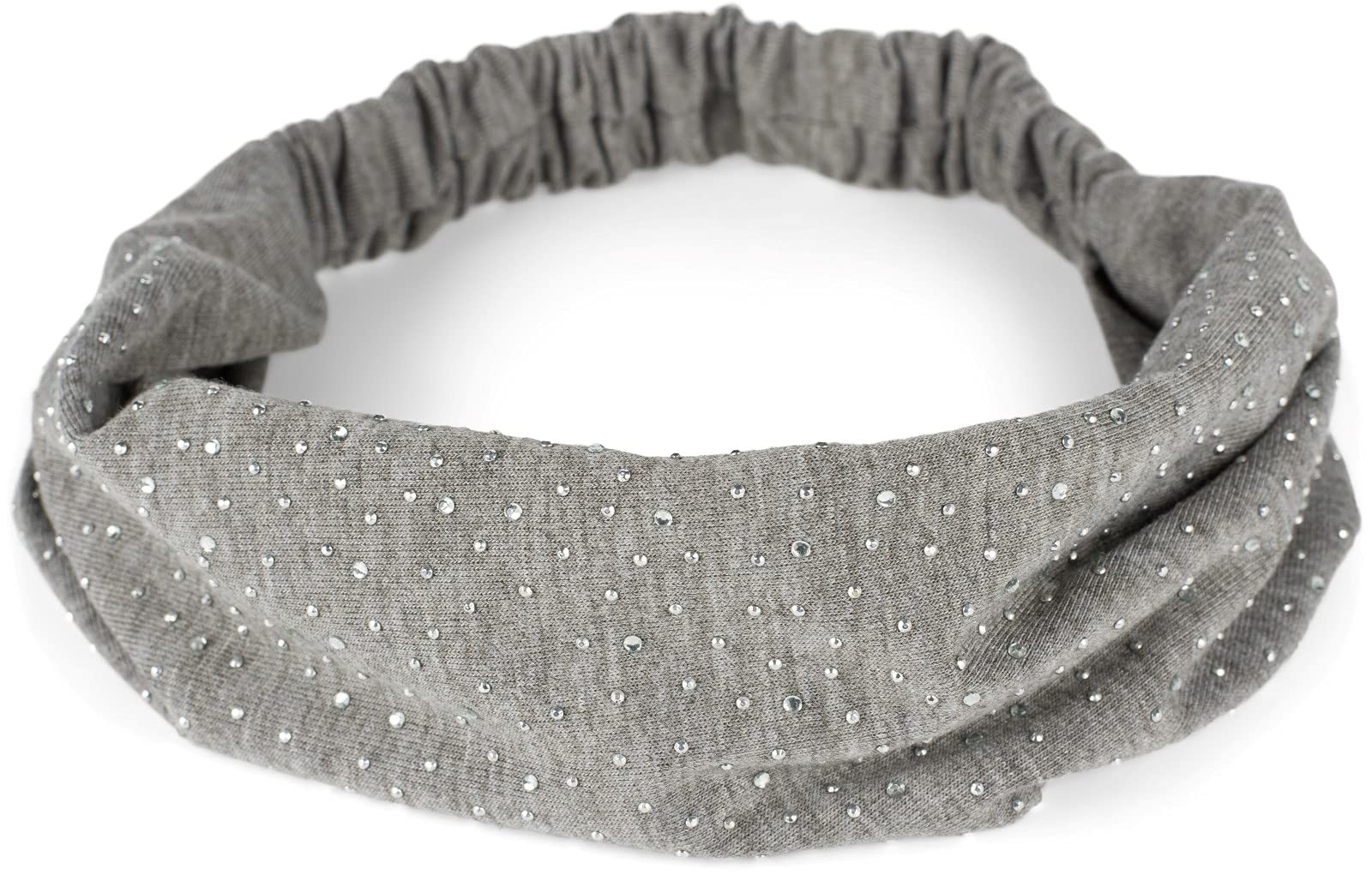 styleBREAKER elasticated hairband with rhinestones, headband, ladies 04026016, Colour:Mottled Grey