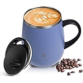 Ideus 16 oz Insulated Coffee Mug with Handle and Lid, Double Wall Stainless Steel Vacuum Thermal Coffee Mug, Travel Coffee Cup Thermal Cup for Home and Office, Ocean Blue