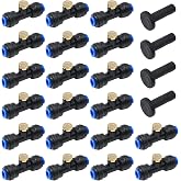 CADUFUELLY 20 Pieces Brass Misting Nozzles 1/4 Inch Slip Lock Mister Nozzles Thread Misting Nozzle Tees with 20 Nozzles + 20 Seats + 4 Plugs for Outdoor Cooling System Patio Misting System