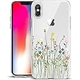 Unov Case Compatible with iPhone Xs iPhone X Case Clear with Design Slim Protective Soft TPU Bumper Embossed Pattern Protective 5.8 Inch (Flower Bouquet)