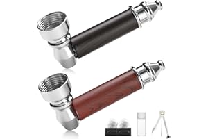 Sivaopa 2PCS Tobacco Pipe Set – Wooden Classic Texture Smoking Pipes in Red and Black with Smooth Handle Finish – Includes Pouch for Everyday Use and Gifting