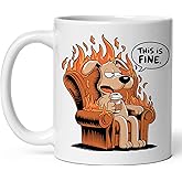 This Is Fine Dog Ceramic Coffee Mug 11oz Meme Comic Dog - Tea Coffee Mug with Comfortable Grip - Unique Animal Gift Cup for Office or Home - Vibrant Long-Lasting Print ID44991