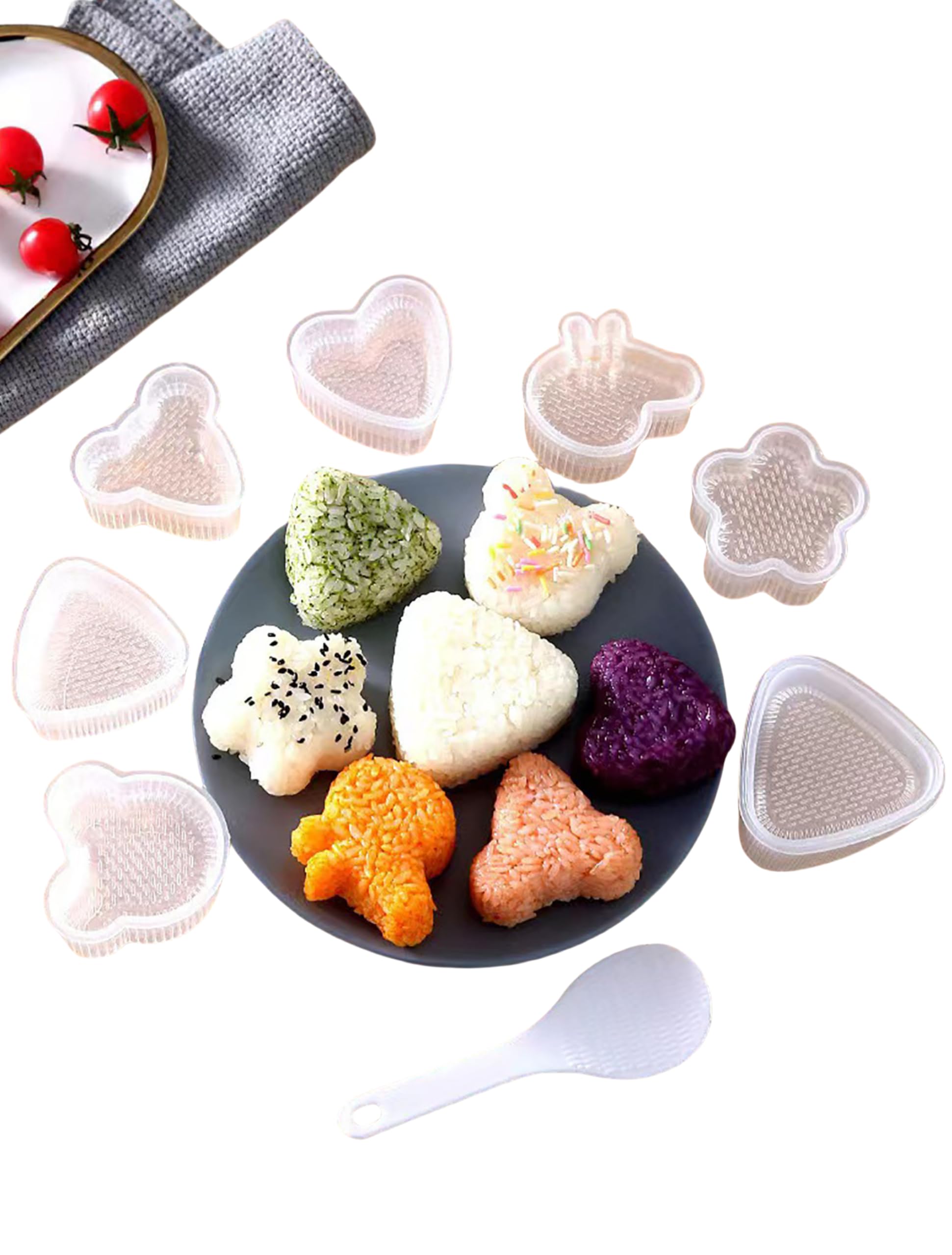 YOOWAY Rice Ball Mould, Pack of 8 Triangle Onigiri Moulds, Non-Stick Silicone, Easy and Fun for Beginners