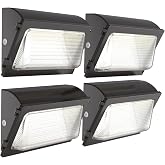 HYPERLITE LED Wall Pack Light 120W 15,600LM Commercial and Industrial Outdoor LED Wall Lights for Parking Lots House Warehouses 4 Pack UL Listed