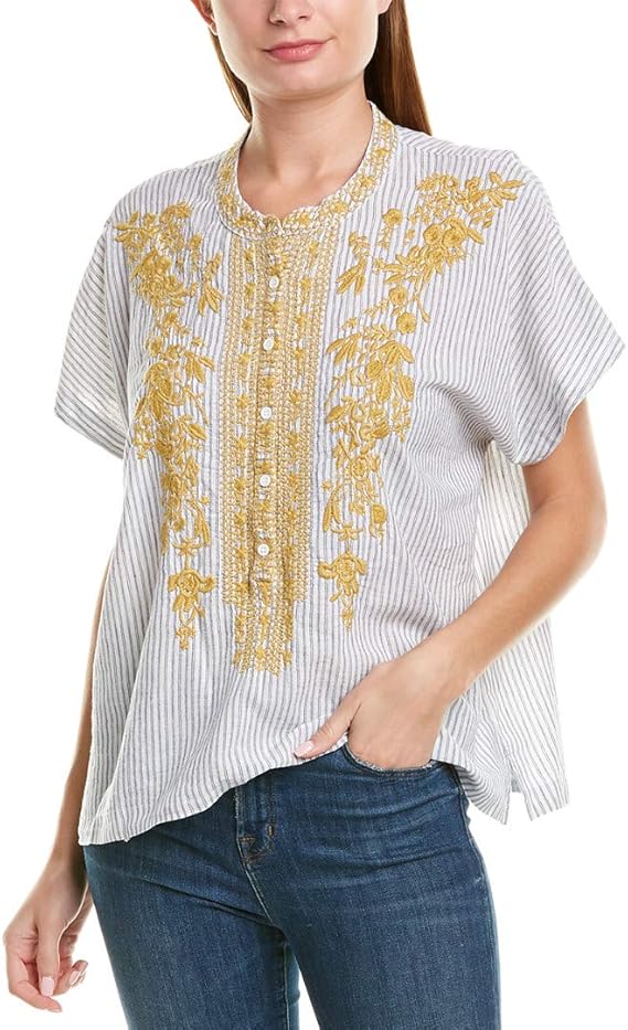 Johnny Was LinenBlend Blouse at Amazon Women’s Clothing store
