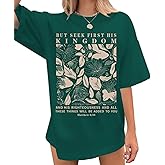 Migxsaf Oversized Christian Faith Shirts for Women Jesus Bible Verse Tshirts Wildflower Floral Boho Shirt Vintage Graphic Tee