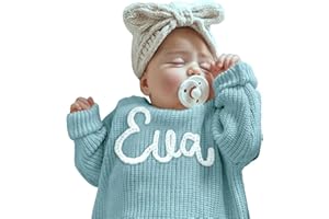GELLEDI Personalized Baby Knit Sweater, Custom Baby Sweater with Hand Embroidered Name, Customized Unique Gift for Toddler