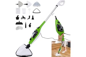 ANSIMIDA Steam Mop 10 in 1 Multi-Purpose Hand Held Steam Cleaner for Home Use, with 10 Piece Accessory Kit for Hard Floor and Tiles, Carpet, Laminated Floor, Floor Cleaning Kitchen Windows Furniture, Green